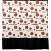 モノグラム名バスケットボールオレンジをホワイトバスに シャワーカーテン (正面)