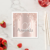 モノグラム名バラグリッタードリップスパークスウィート16th スタンダードカクテルナプキン (インサイチュ)