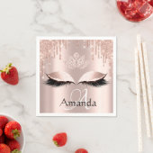 モノグラム名バラグリッタードリップスパークダイヤモンド スタンダードカクテルナプキン (インサイチュ)