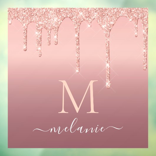 モノグラム名バラ赤面スパークルウィンドウにしがみつく ウィンドウサイン (シート3)