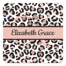 モノグラム名バラ金ゴールドブラックレオパード印刷