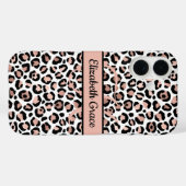モノグラム名バラ金ゴールドブラックレオパード印刷 Case-Mate iPhoneケース (裏面 (横))