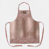 モノグラム名バラ金ゴールド滴下金属グリッター エプロン (正面)
