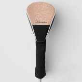 モノグラム名バラ金ゴールド白黒スクリプト ゴルフヘッドカバー (正面)