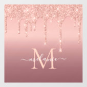 モノグラム名バラ金ゴールド赤面グリッターウィンドウの固定 ウィンドウサイン (シート)