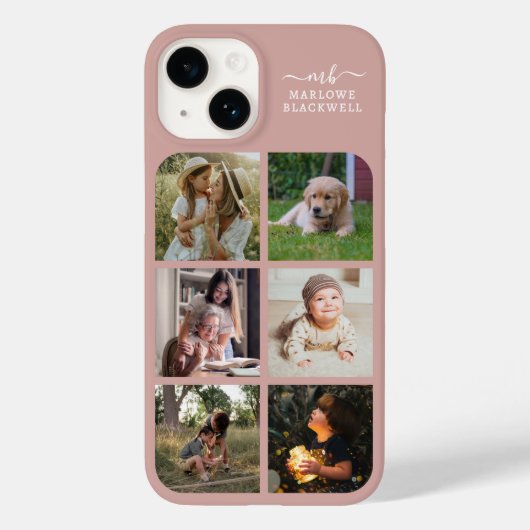 モノグラム名バラ金ゴールド6 Photo Collage Case-Mate iPhoneケース (裏面)