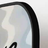 モノグラム名パステルストライプズ波グレーブルーシアン ピックルボールラケット (左詳細)