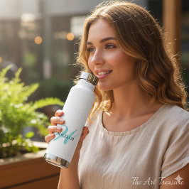 モノグラム名パーソナライズされたを白で作成 ウォーターボトル