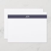 モノグラム名パーソナライズされたイニシャルダークブルー ノートカード (正面/裏面)