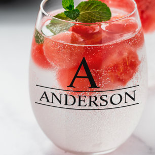 モノグラム名パーソナライズされたクラシック ステムなしワイングラス