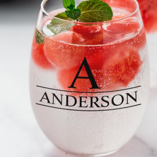 モノグラム名パーソナライズされたクラシック ステムなしワイングラス