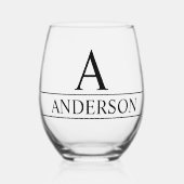 モノグラム名パーソナライズされたクラシック ステムなしワイングラス (正面)