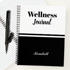 モノグラム名パーソナライズされたスクリプトWellness Journal ノートブック