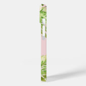 モノグラム名パーソナライズされたピンク水色フローラ Case-Mate iPhoneケース (裏面 / 左)