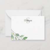 モノグラム名パーソナライズされた水色 ノートカード (正面)