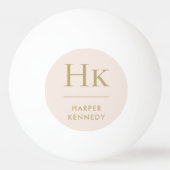 モノグラム名パーソナライズされた赤面ピンク金ゴールド 卓球ボール (正面)