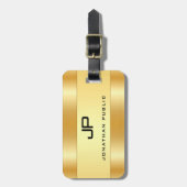 モノグラム名パーソナライズされた金ゴールドグラマラス ラゲッジタグ (正面縦)