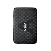 モノグラム名パーソナライズされた黒と白のテクスチャ バスマット (正面縦)