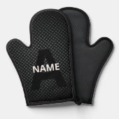 モノグラム名パーソナライズされた黒と白のテクスチャ 鍋つかみ (正面/裏面)