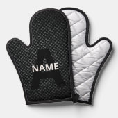 モノグラム名パーソナライズされた黒と白のテクスチャ 鍋つかみ (正面/裏面)