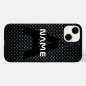 モノグラム名パーソナライズされた黒と白のテクスチャ Case-Mate iPhoneケース (裏面 (横))