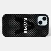 モノグラム名パーソナライズされた黒と白のテクスチャ Case-Mate iPhoneケース (裏面 (横))
