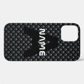 モノグラム名パーソナライズされた黒と白のテクスチャ Case-Mate iPhoneケース (裏面 (横))