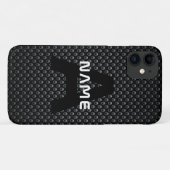 モノグラム名パーソナライズされた黒と白のテクスチャ Case-Mate iPhoneケース (裏面(横))