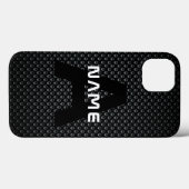 モノグラム名パーソナライズされた黒と白のテクスチャ Case-Mate iPhoneケース (裏面 (横))
