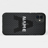 モノグラム名パーソナライズされた黒と白のテクスチャ Case-Mate iPhoneケース (裏面(横))