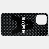 モノグラム名パーソナライズされた黒と白のテクスチャ Case-Mate iPhoneケース (裏面 (横))