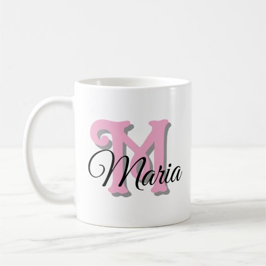 モノグラム名パーソナライズされたMag コーヒーマグカップ (左)