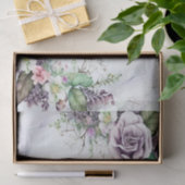 モノグラム名パーティー紫フローラ緑の葉 薄葉紙 (ギフト)