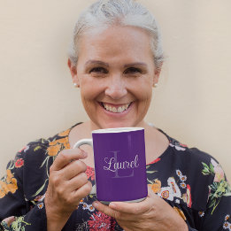 モノグラム名パープルコーヒーマグ コーヒーマグカップ