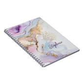 モノグラム名パープルブルー金ゴールド水彩洗剤 ノートブック (右側)