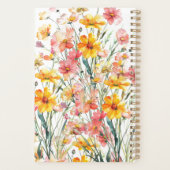 モノグラム名ピンクイエローワイルドフラワーフローラ プランナー手帳 (裏面)