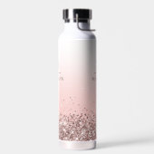 モノグラム名ピンクグリッタースタイリッシュモノグラムの ウォーターボトル (左面)
