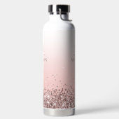 モノグラム名ピンクグリッタースタイリッシュモノグラムの ウォーターボトル (左面)