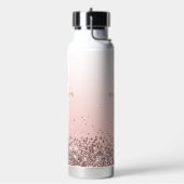モノグラム名ピンクグリッタースタイリッシュモノグラムの ウォーターボトル (左面)