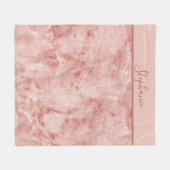 モノグラム名ピンクコーラルホワイトマーブル フリースブランケット (正面(横))
