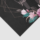 モノグラム名ピンクフローラ幾何学模様ブラック 薄葉紙 (詳細)