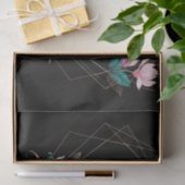 モノグラム名ピンクフローラ幾何学模様ブラック 薄葉紙 (ギフト)