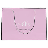 モノグラム名ピンクホワイトブライダルスウィート16結婚th ラージペーパーバッグ (裏面)