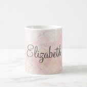 モノグラム名ピンク白スパークルエレガント コーヒーマグカップ (中央)