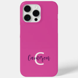 モノグラム名フェミニン無地のPink iPhone 15 Pro Maxケース