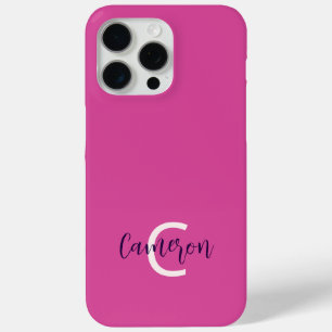 モノグラム名フェミニン無地のPink iPhone 15 Pro Maxケース