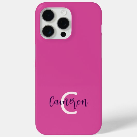 モノグラム名フェミニン無地のPink Case-Mate iPhoneケース (裏面)