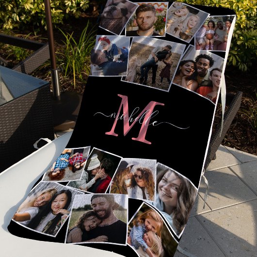 モノグラム名フォトコラージュ ビーチタオル