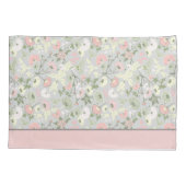 モノグラム名フラワーズピンクグリーンホームデコール 枕カバー (裏面)