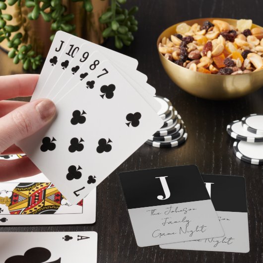 モノグラム名ブラックグレーファミリーゲームナイト トランプ (インサイチュ)